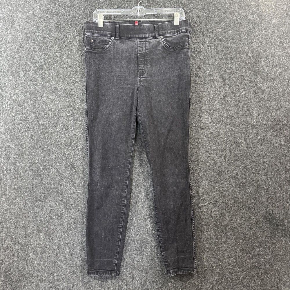 Spanx Jegging Jeans Women's Large Black High Rise Pull On Shaping Stretch Denim